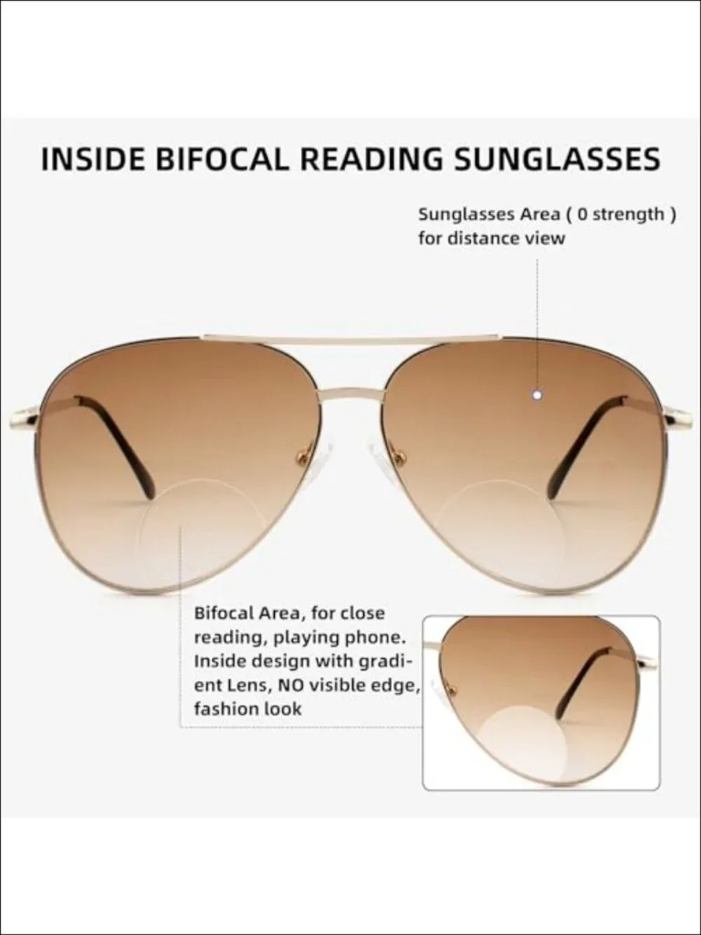 3 Pack Bifocal Reading Sunglasses Aviator UV400 Metal Frame +1.50